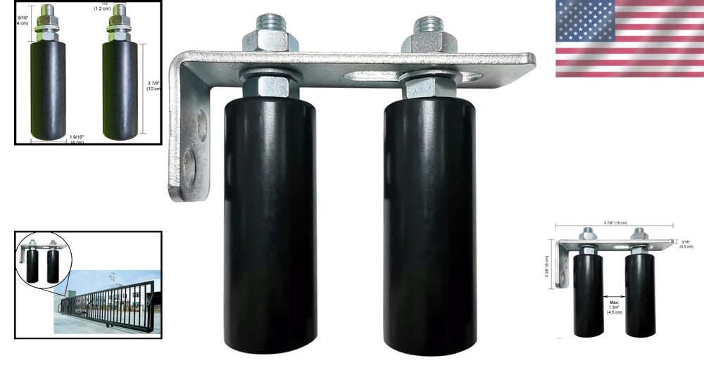 Stainless Steel L Bracket with Nylon Rollers - 4" Adjustable Slide Gate Support