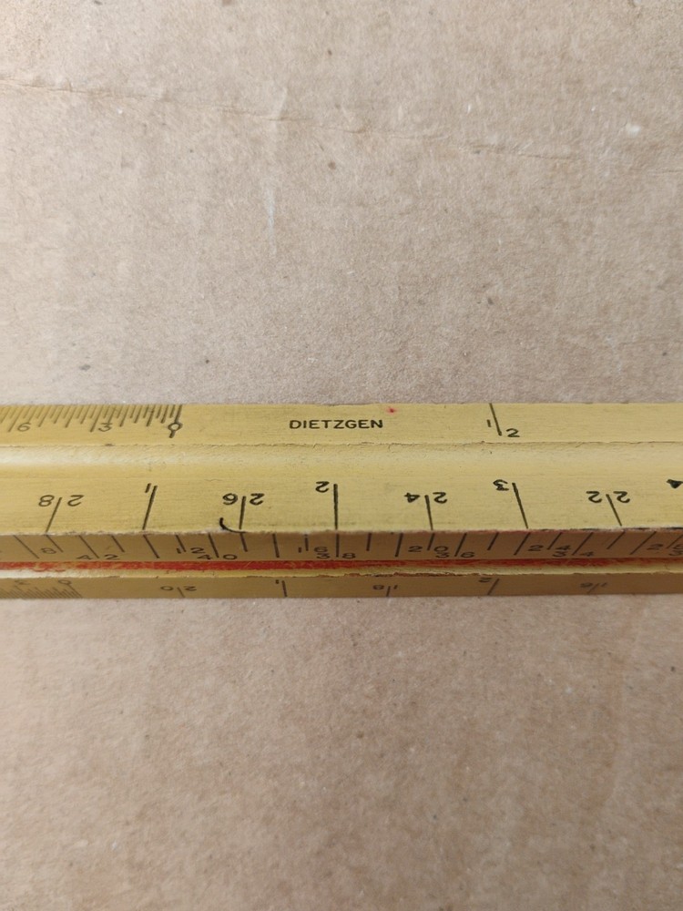 Vintage Triangular Scale Ruler Dietzgen Three-Sided Made in U.S.A.