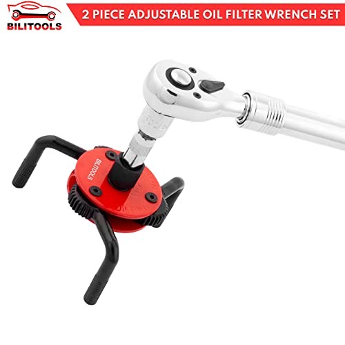 Adjustable Oil Filter Wrench – Universal Oil Filter Removal Tool, 1/2" Drive,