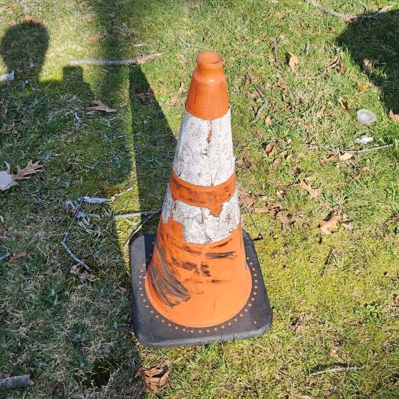 Cursed Orange Safety Traffic Cone with Black Base
