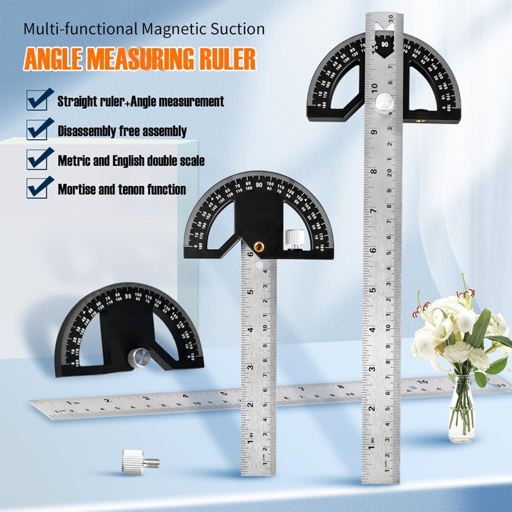 Protractor Angle Finder Carpenter Square Adjustable Aluminum Protractor Squar...