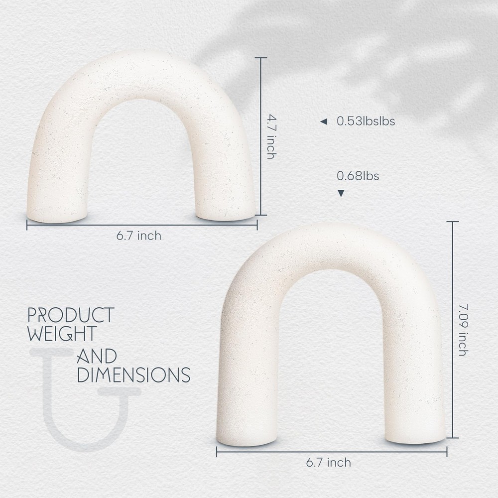 Defined Deco Ceramics Arch Decorative Objects,Neutral Home Decor for Shelves,...