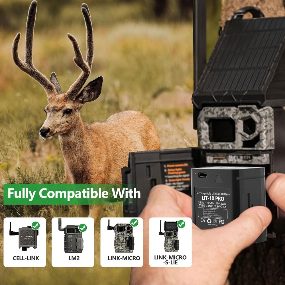 LIT-10Pro 10500mAh Cellular Trail Camera Replacement Battery for SPYPOINT LIT...