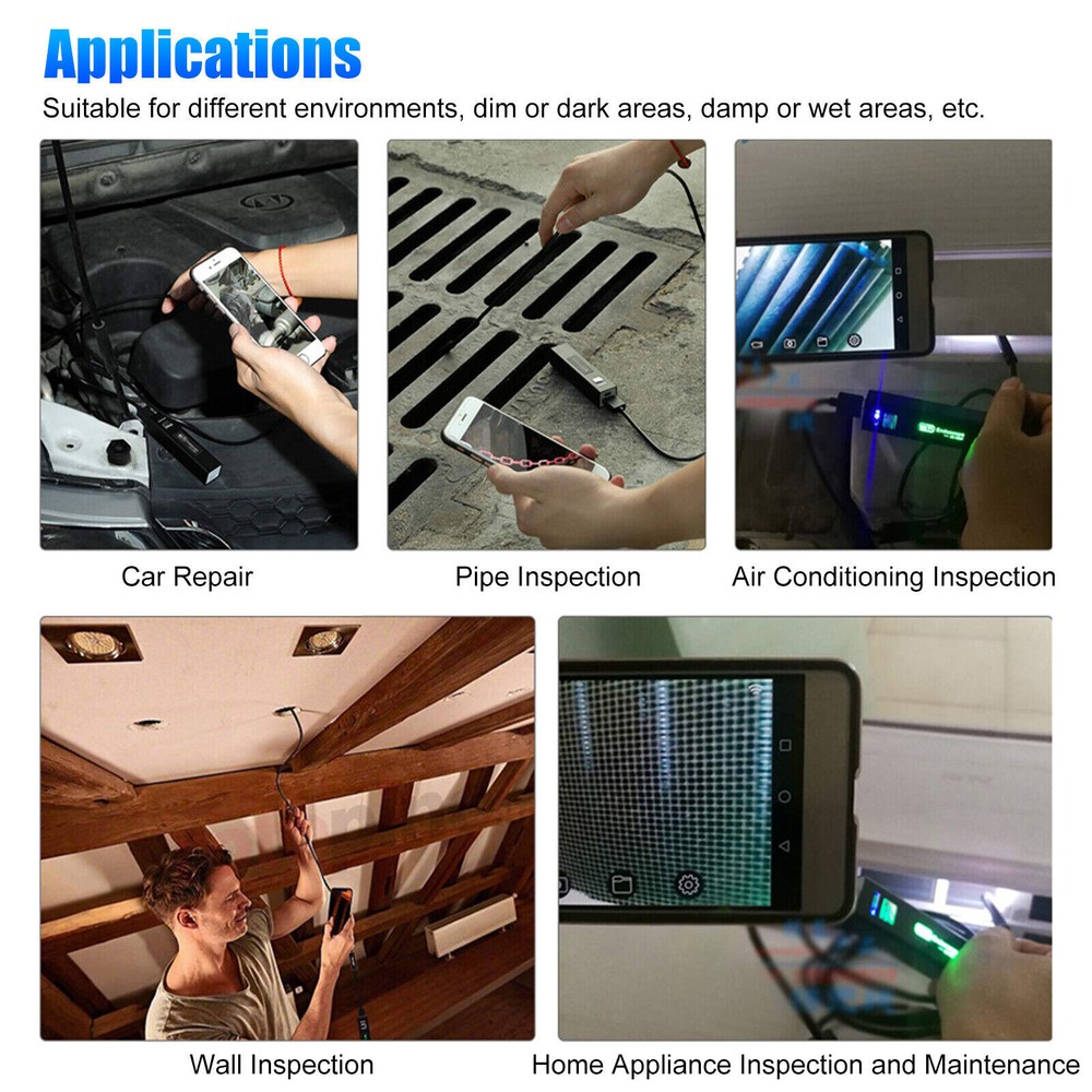 5M 8LED WiFi Borescope Endoscope Snake Inspection Camera for iPhone Android iOS