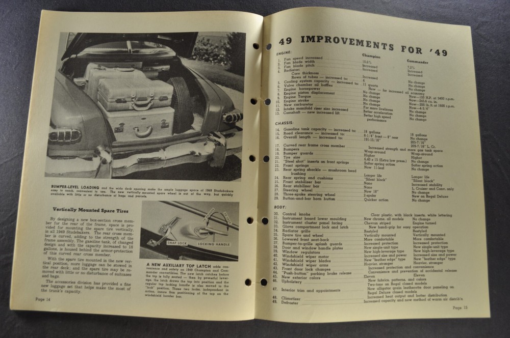 1949 Studebaker Sales Training Bulletin Commander Champion Excellent Original 49