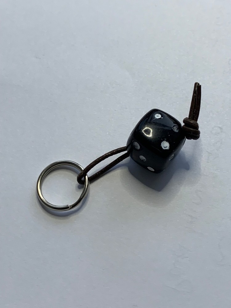 Lucky dice - Black white Zipper pull flying or leather jacket accessory - repro
