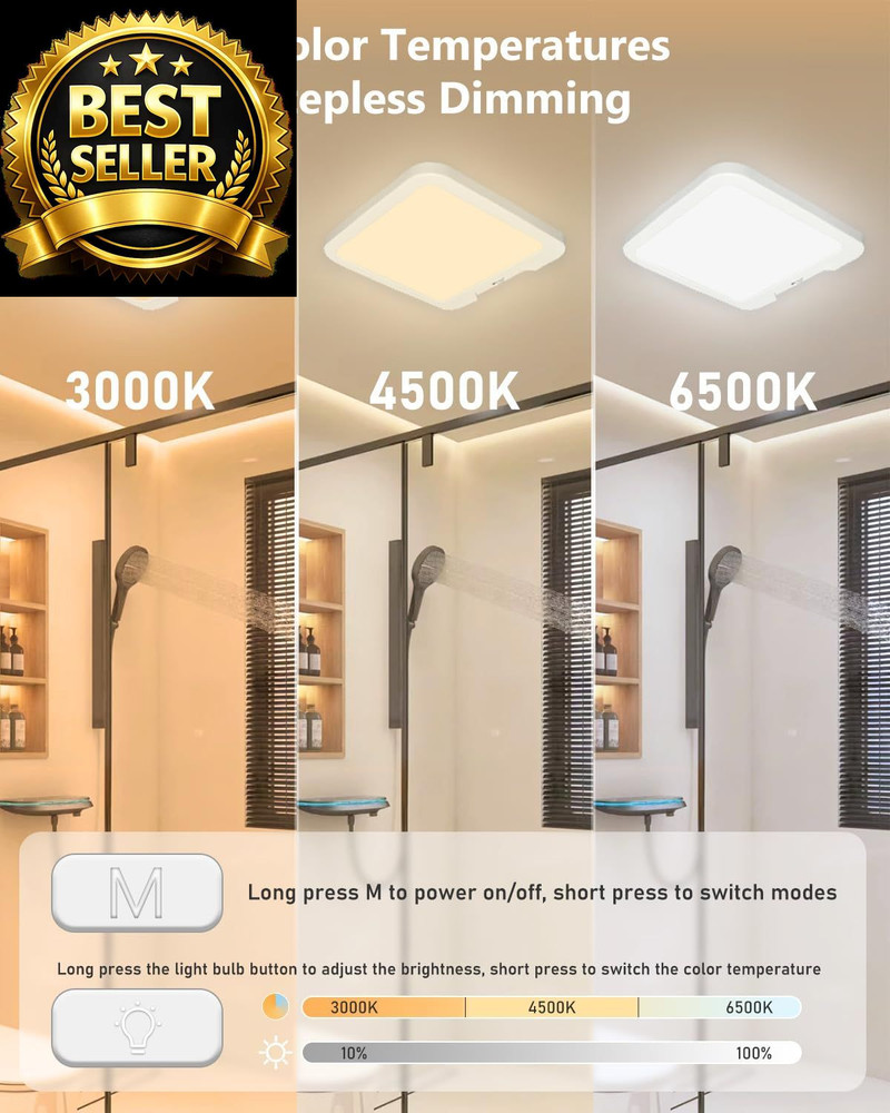 Rechargeable Motion Sensor Ceiling Light with Square-1 Pack, Pack