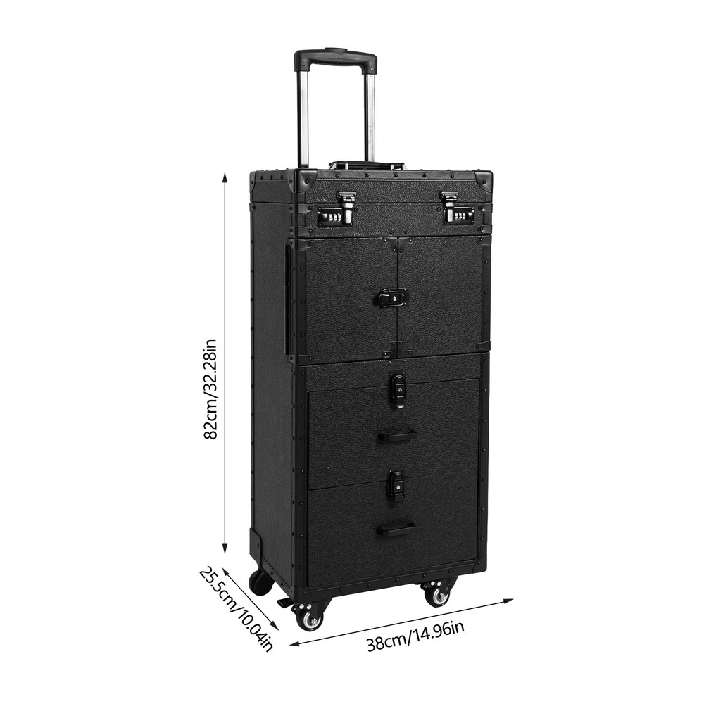 Floor Standing Rolling Makeup Case Cosmetic Trolley Makeup Storage Organizer Box
