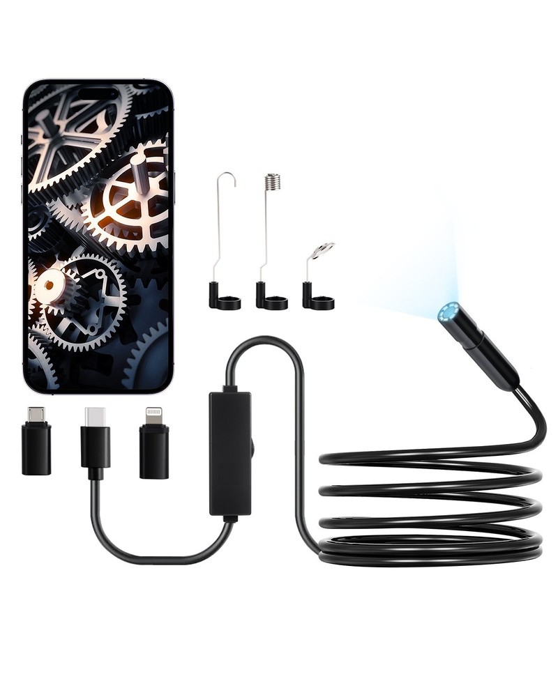 Endoscope Camera Light 1920P HD Borescope for Android & IOS 8 LED Lights I