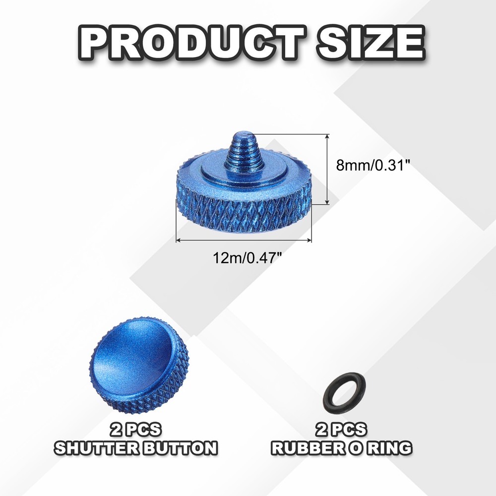 Camera Shutter Button, 2Pcs 12mm Concave Surface Shutter Release Button Blue