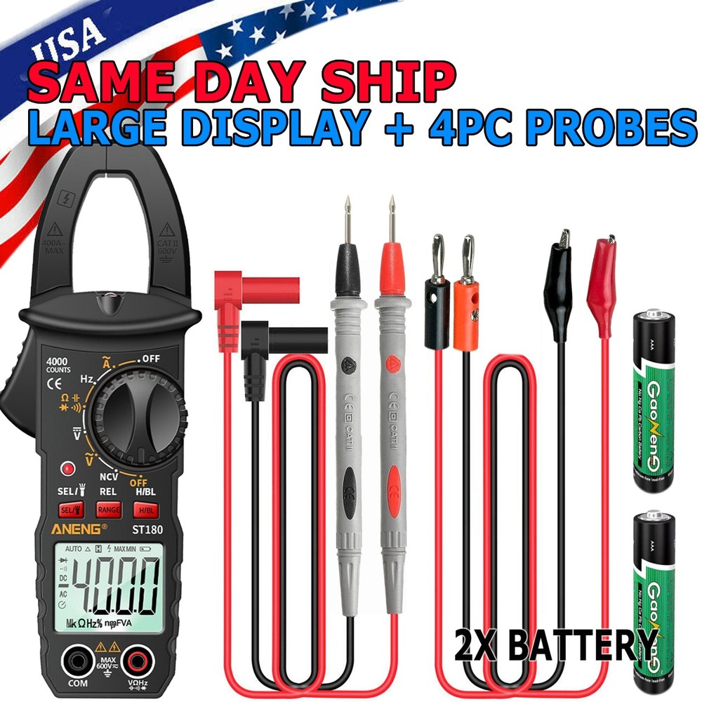 Digital Multimeter Tester AC DC Voltage RMS Amps Clamp Meter Auto Range Handheld