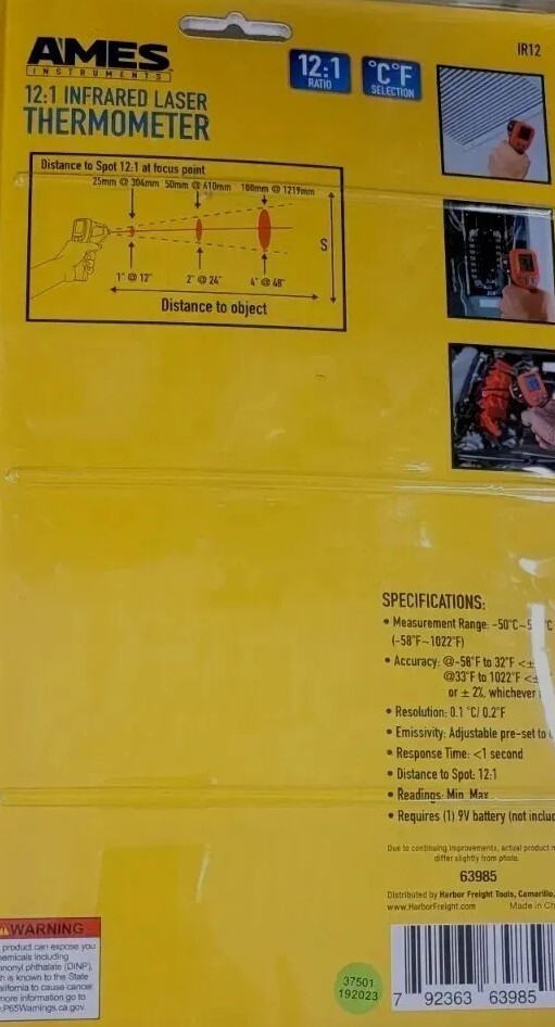 Ames 12.1 Infrared Lazer thermometer