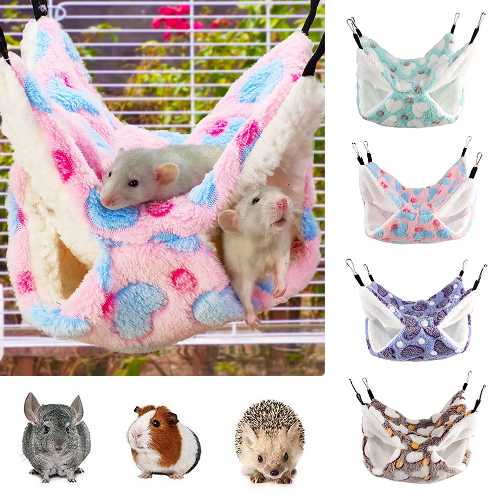 Pet Cage Accessory Double Layer Hammock for Sugar Gliders Hamsters Ferrets Rats