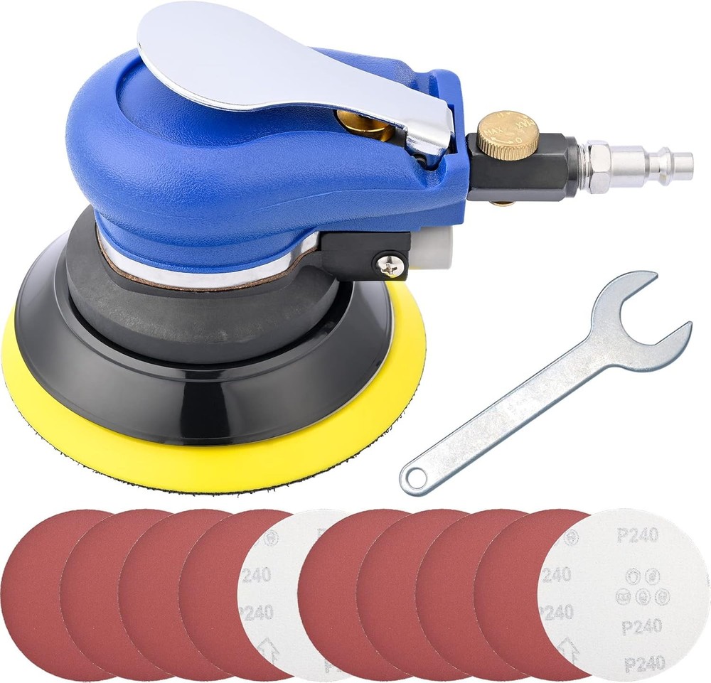 5" Pneumatic Random Orbital Sander with Sandpapers