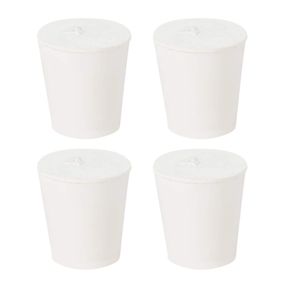 4Pcs Solid Rubber Stoppers, White 4# Tapered Lab Plugs, 26x19x28mm