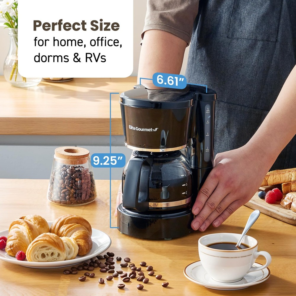 Automatic Brew and Drip Coffee Maker machine 5 Cup Capacity Kitchen Black