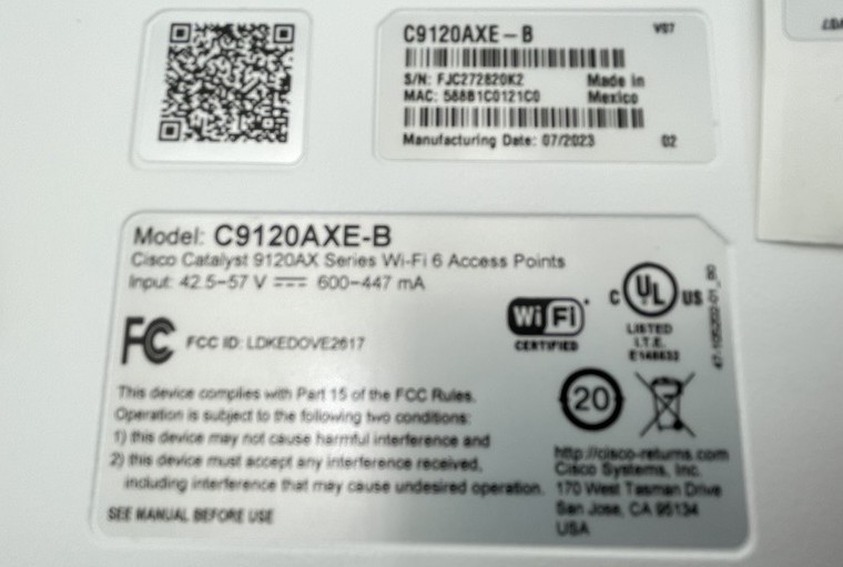 Cisco Catalyst C9120AXE-B Wireless Access Point New open box