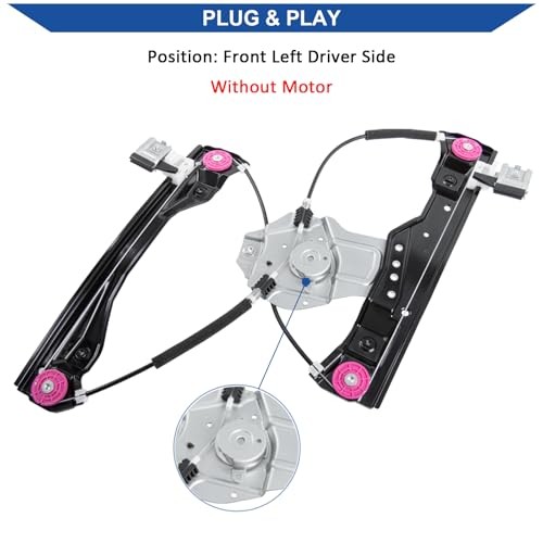 Power Window Regulator Without Motor, Replacement for Front Left Driver Side