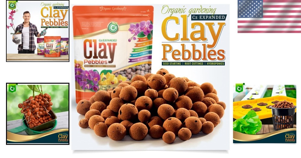 Premium Expanded Clay Pebbles Grow Media for Hydroponics Orchids - 2 lbs Pack