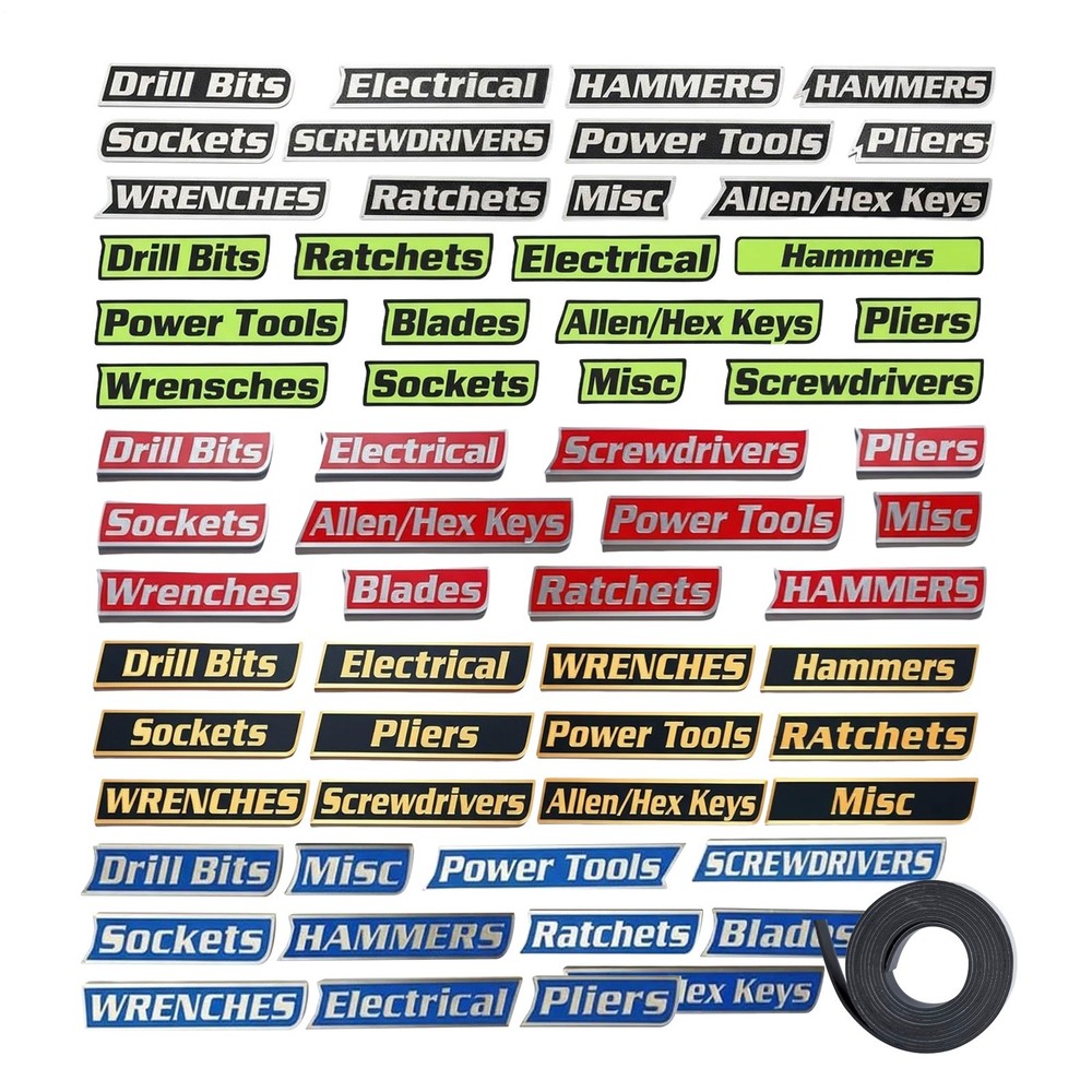12PCS Magnetic Toolbox Labels - 3D Printed Drawer Tags for Easy Tool Identifica