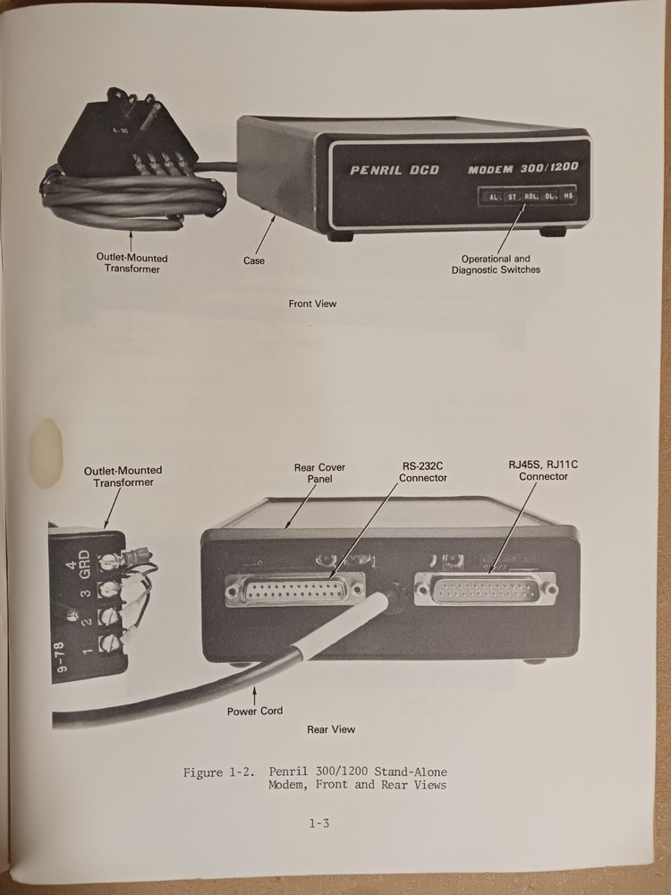 Penril Corp. 300/1200 Data Modem Operations Manual