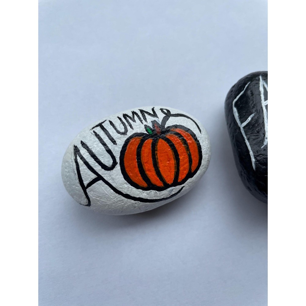 Autumn Fall Hand Painted Rocks Pumpkins Halloween