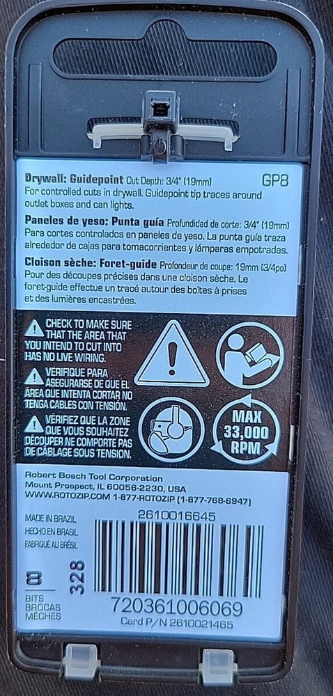 (2 PACK) Roto-Zip Drill Bits #GP8. Drywall Guidepoint Zipbits Drywall NEW