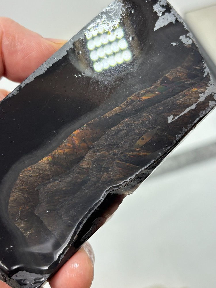 Fire Obsidian Slab Lapidary Cabbing Knapping Combo ship avail