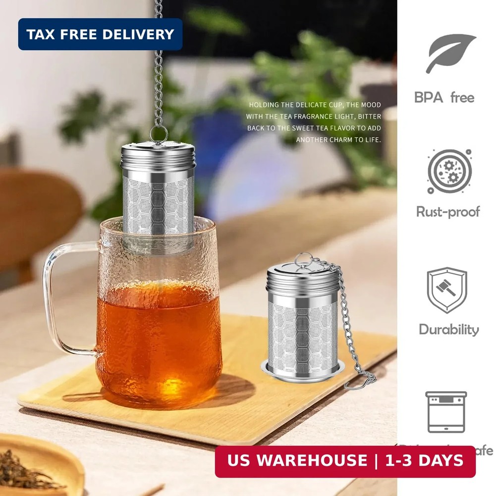 2 Pack Stainless Steel Tea Infusers, Extra Fine Mesh Strainers with Drip Trays,