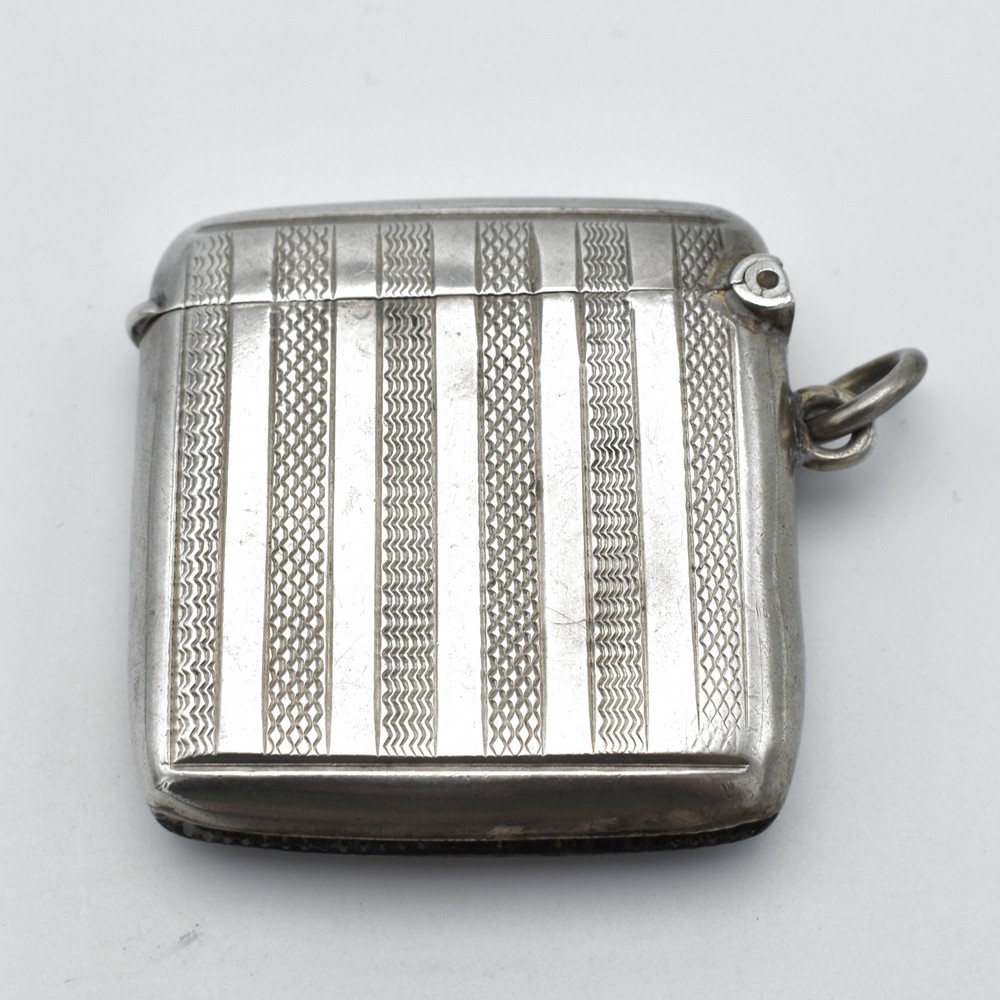 Antique Solid Silver Vesta Case Match Safe Edwardian 1901 Joseph Gloster