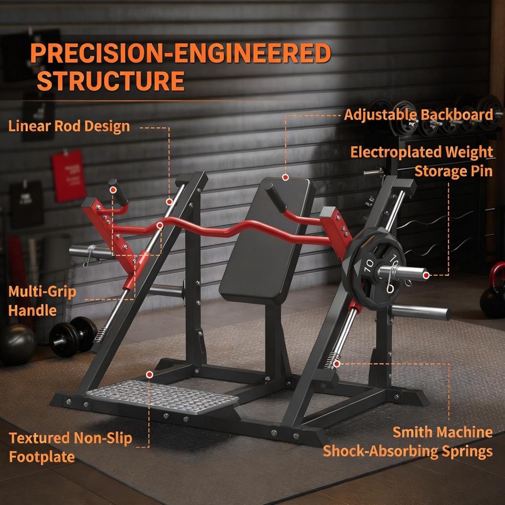 Linear Row Machine for Home Gym-Back Workout Machine with Plate-Loaded Smith Row