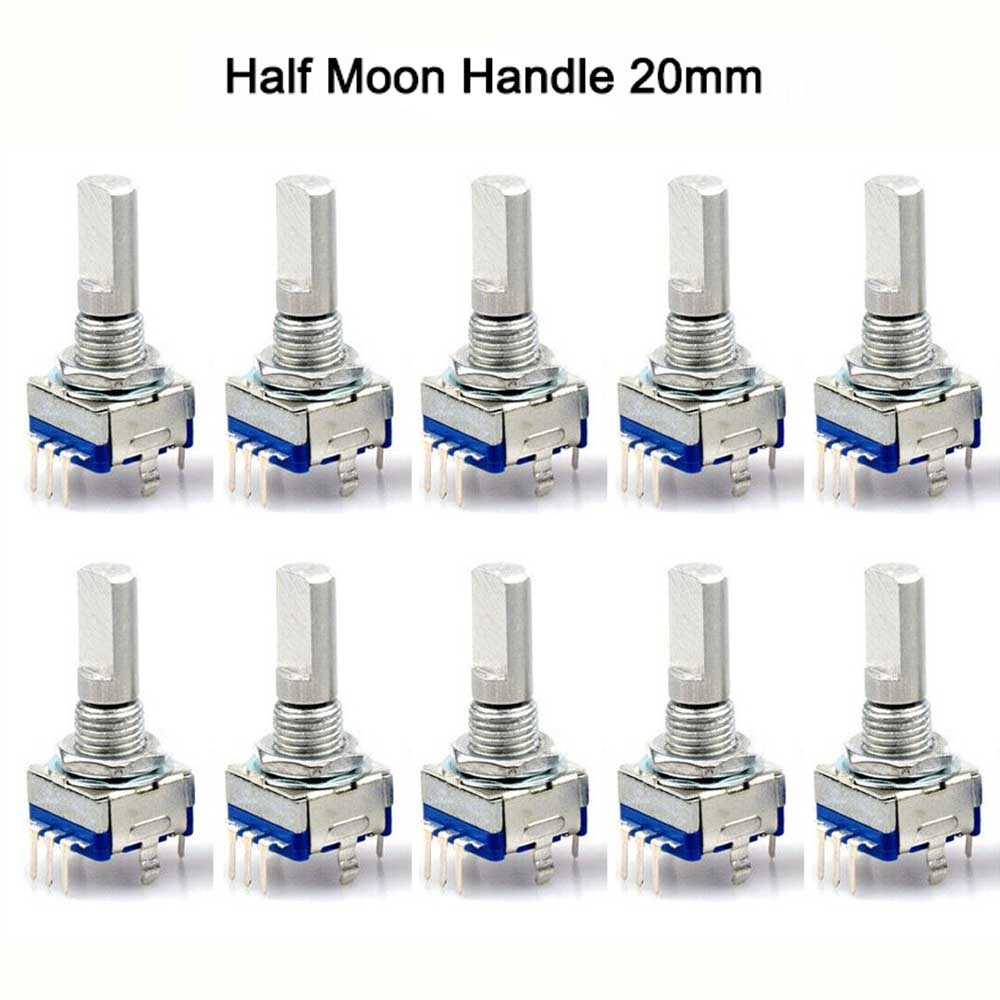 10Pcs Rotary Encoder w/ switch EC11 Audio Digital Potentiometer Half-Moon handle