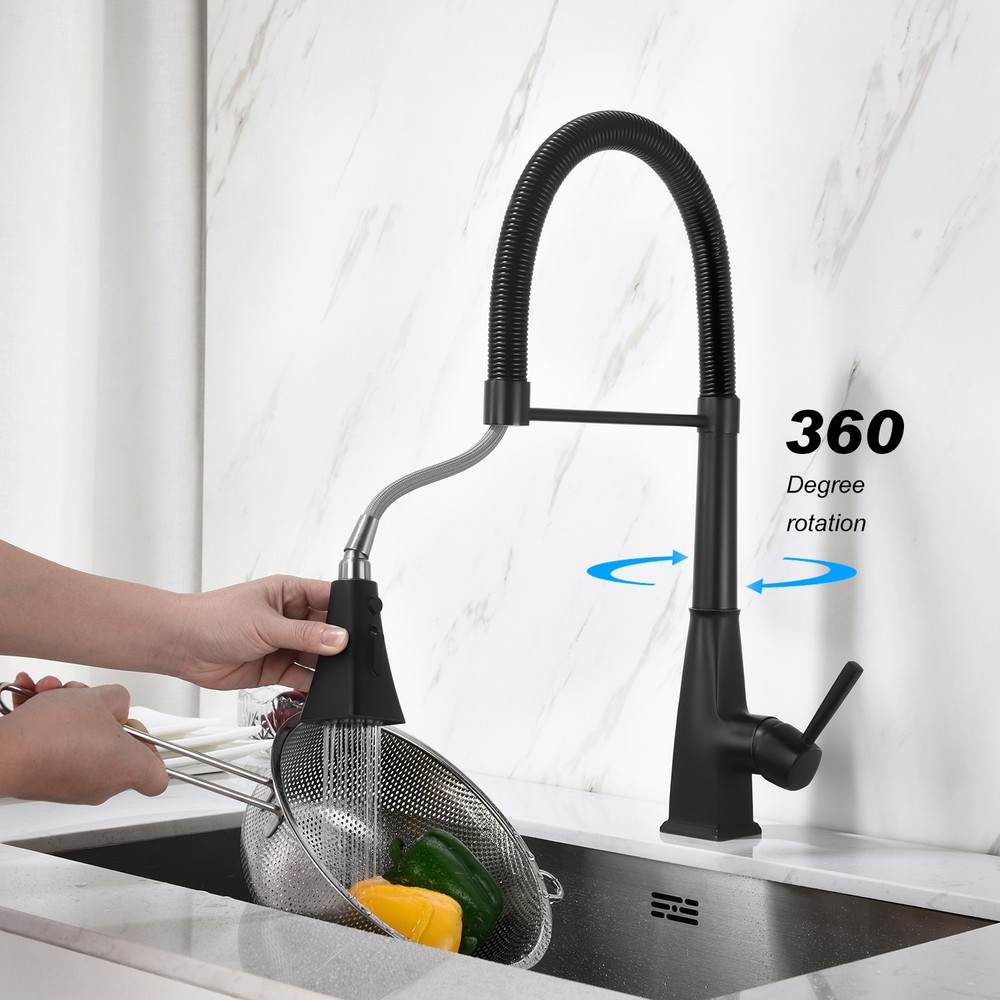 Pull-Out Spray Kitchen Faucet, High-Arc Single Handle 360° Swivel