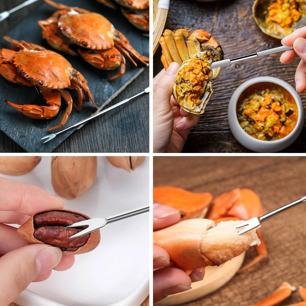 8 Pcs Lobster Crackers and Picks Set, Crab Leg Cracker Tools, Silver