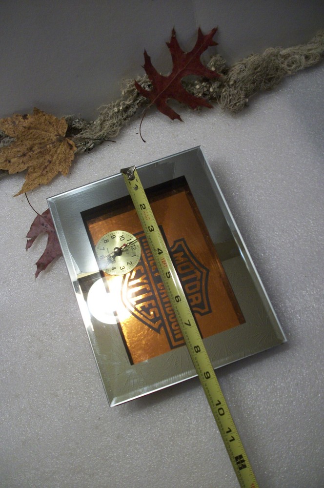 Mirrored Shadowbox HARLEY DAVIDSON Clock 7" X 9"