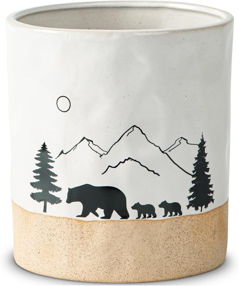 Bear Utensil Holder For Countertop Ceramic Kitchen White