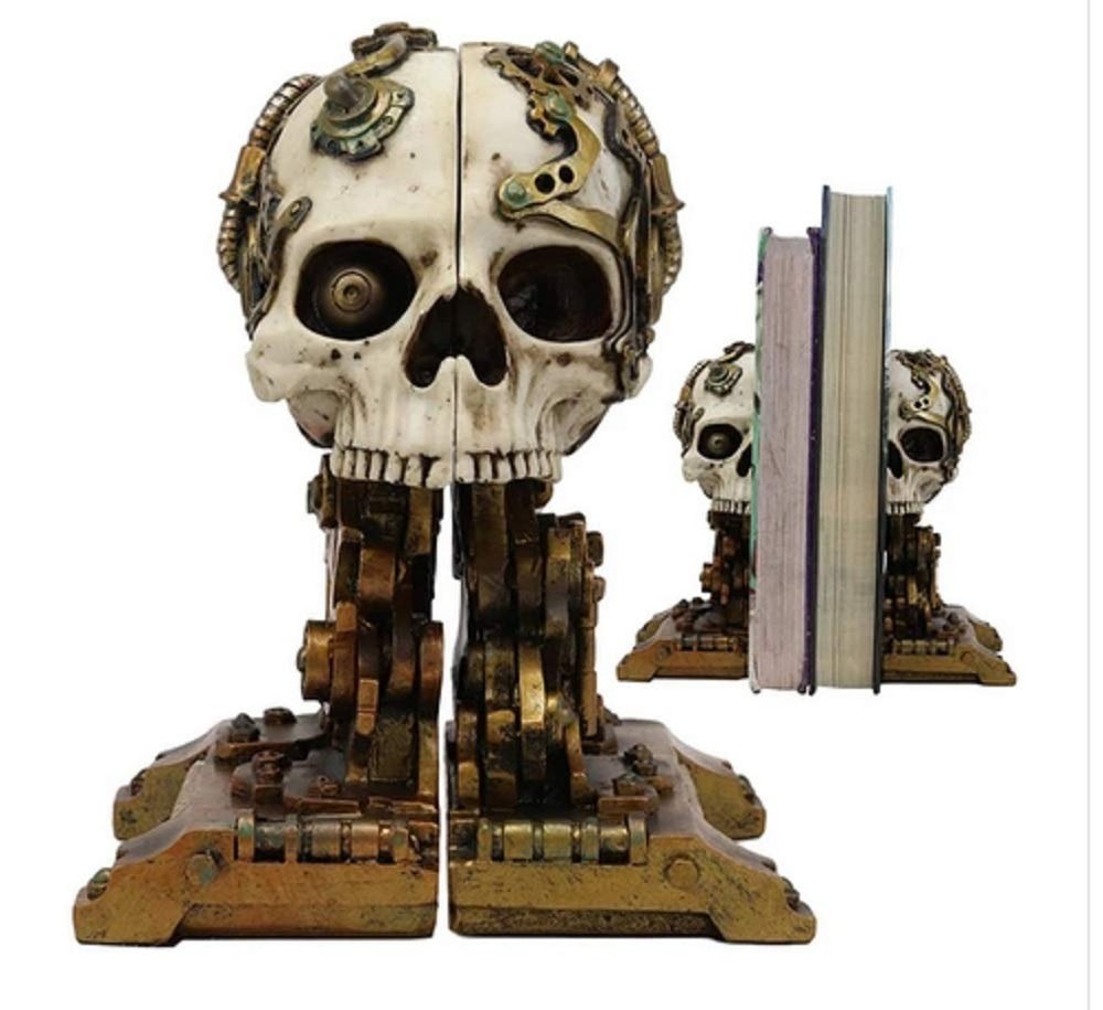 Steampunk Skull Bookend