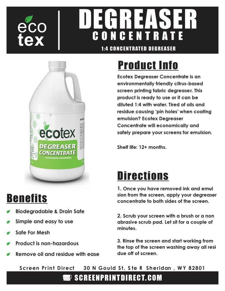 Ecotex® Degreaser For Screen Printing Mesh - All Sizes