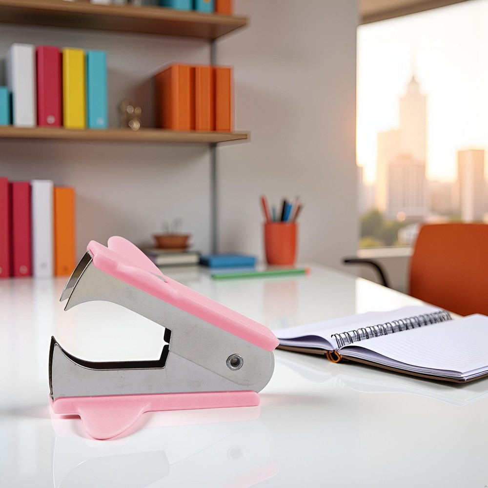 Pink Stapler Removal Tool Staple Puller Modern Plastic Remover Non-Slip Grip