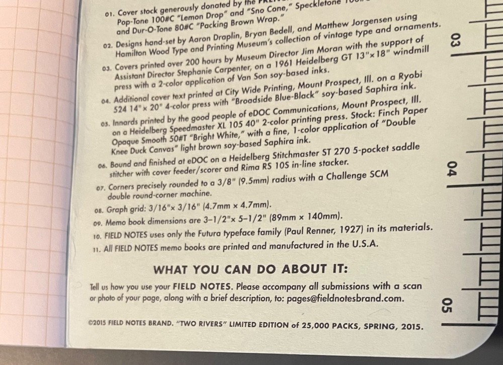 FIELD NOTES - TWO RIVERS single "#9" 2015