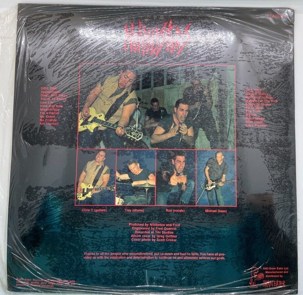 Nihilistics – Nihilistics LP 1983 Brain Eater – EATER1 Sealed