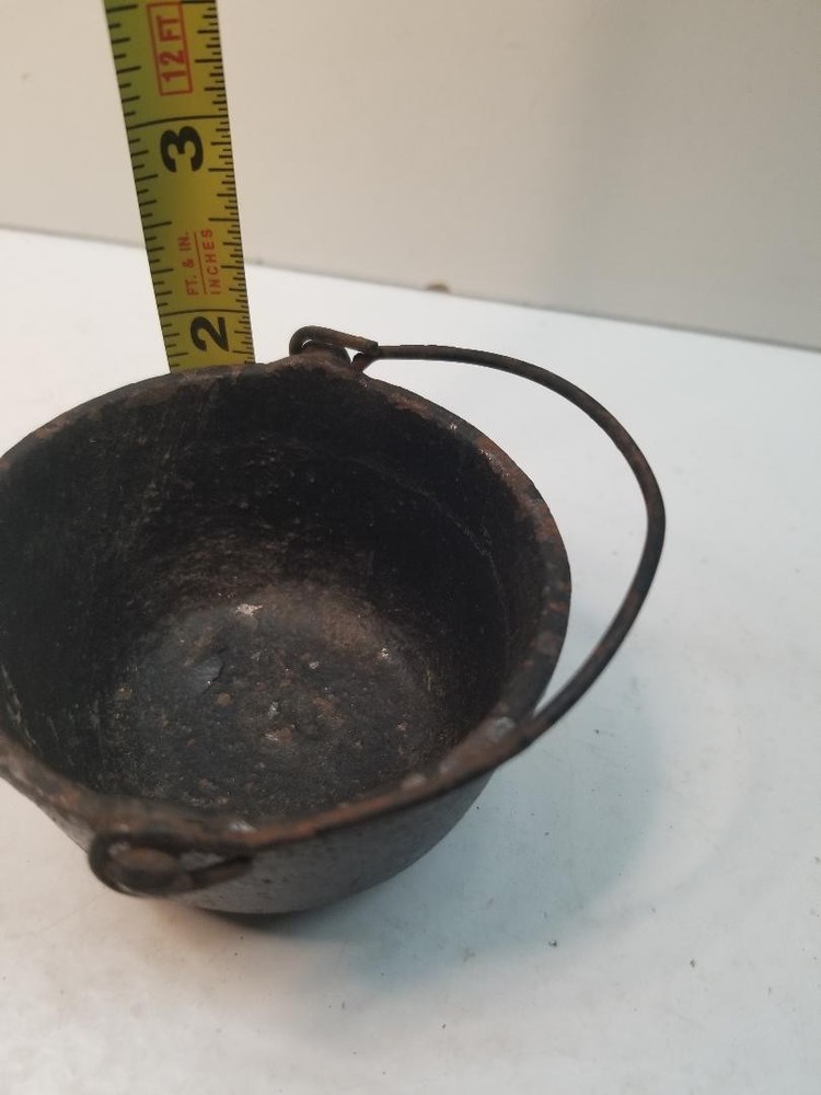 Miniature Cast Iron Pot With Handle Marked "110" on bottom