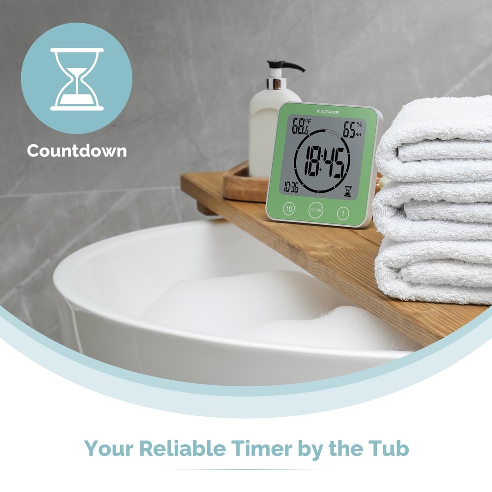 Shower Clock Waterproof Bathroom Timer – Digital Wall Clock with Countdown, M...