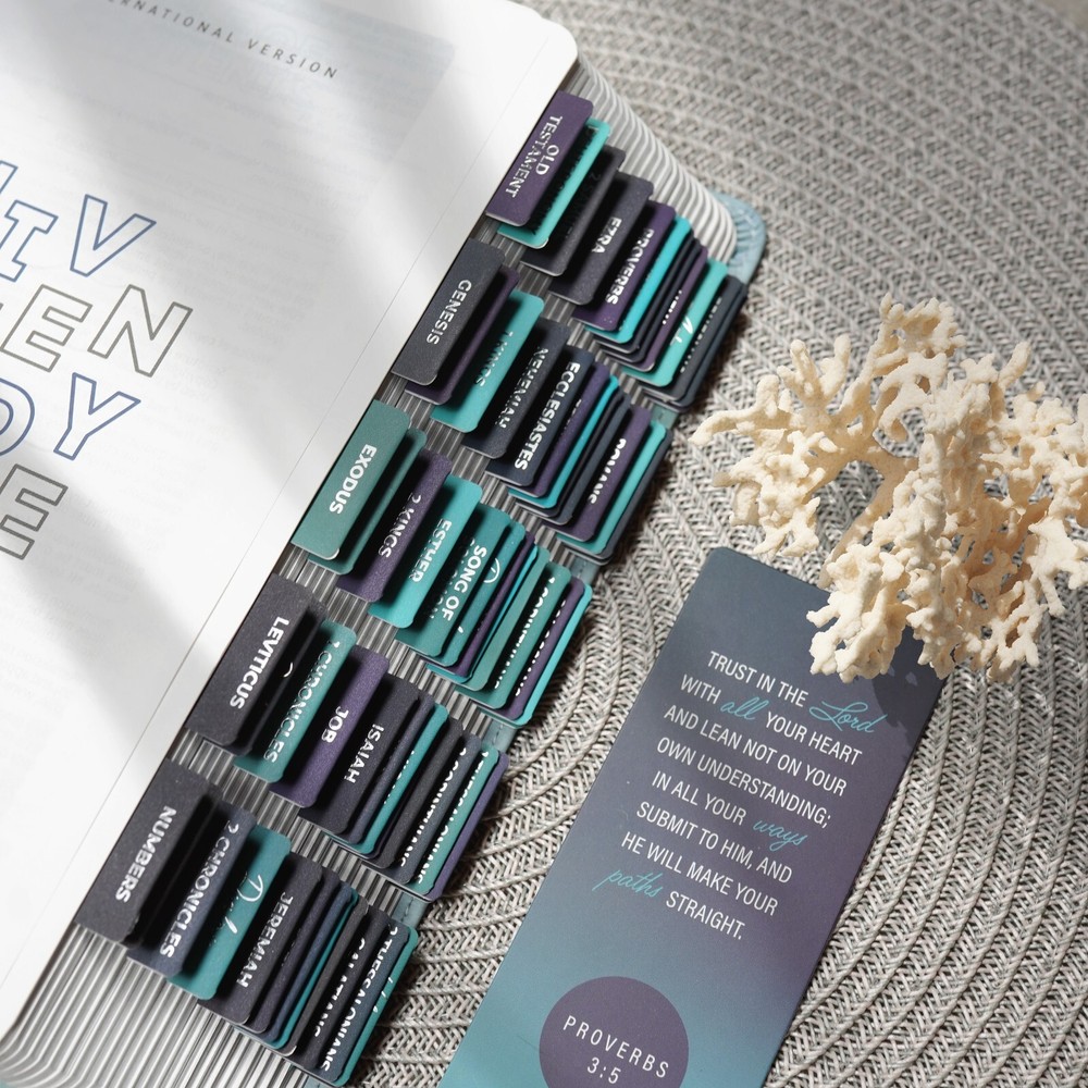OFFILICIOUS 100 Silver-Foiled, Soft-Touch, Laminated Bible Tabs for Bible Study