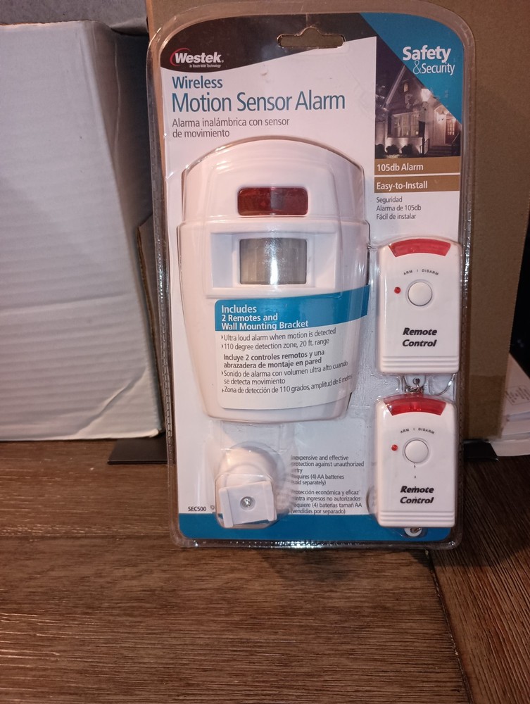 Westek Wireless Motion Sensor Alarm SEC500 with 2 Remote Controls*NEW*
