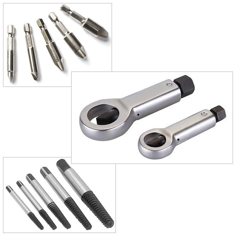 12PC EASY OUT DAMAGED SCREW STUD BOLT REMOVER PULLER EXTRACTOR NUT SPLITTER SET