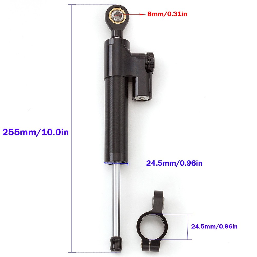 CNC Silver Steering Damper Motorcycle Stabilizer Linear Reversed Safe Control US