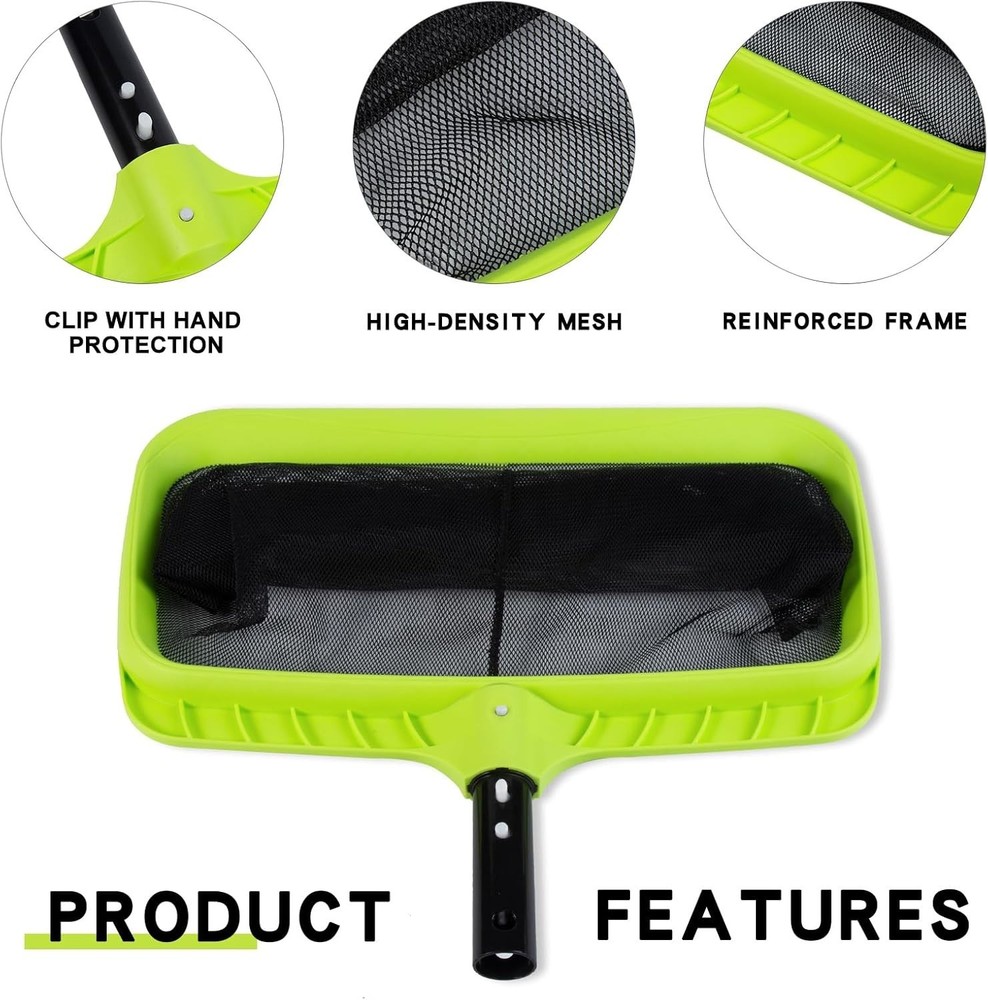 Swimming Pool Leaf Skimmer Net Reinforced Frame Deep Rake Pool Cleaning Tool