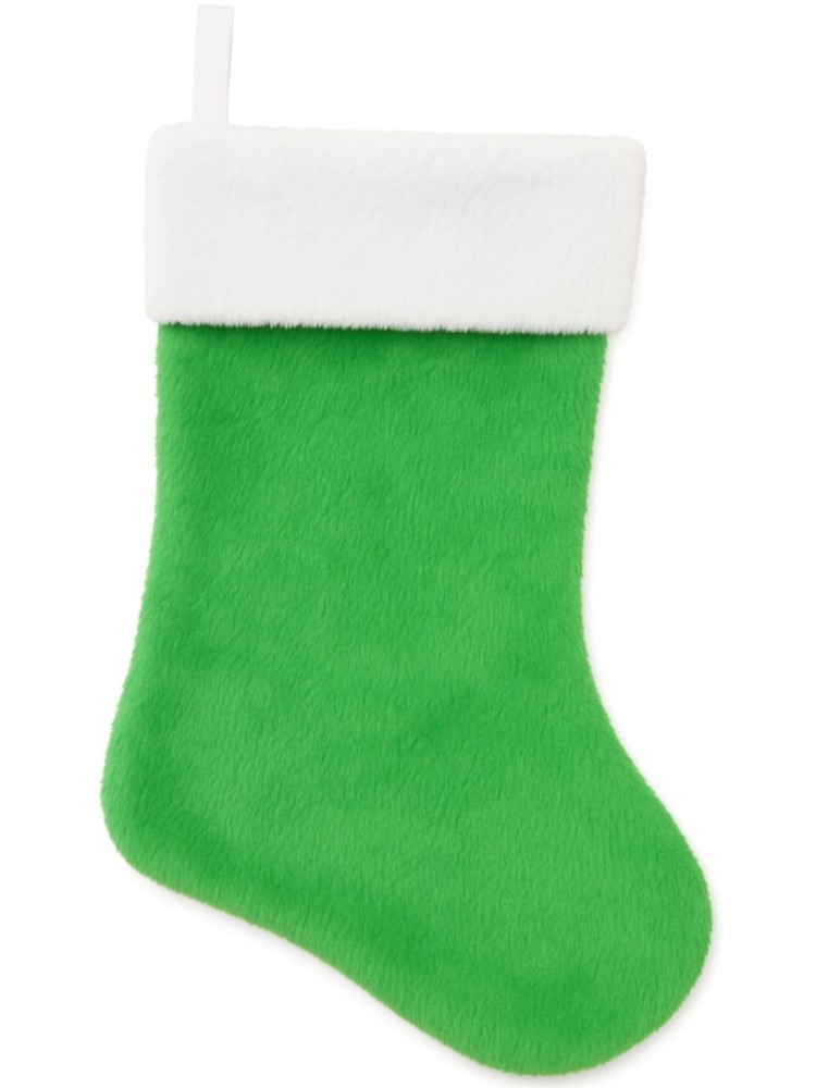 Plush Green Classic Christmas Stocking