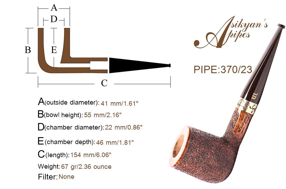 Asikyan Pipe #370/23 Billiard Rusticated Hand Made